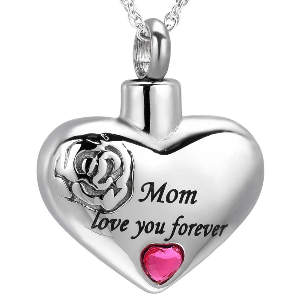 K001 Mom Love You Forever сердечко Кремация ювелирное изделие для кулон с пеплом медальон из