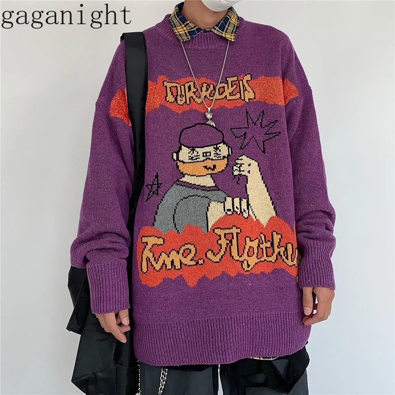 Gaganight мультфильм Harajuku женский свитер с длинным рукавом О образным вырезом