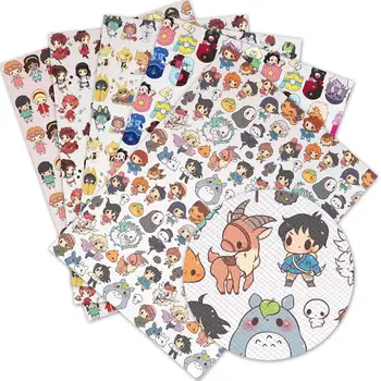 

DIY craft supplies 30 cm x 136 cm cartoon printed faux leather sheets for bows material decoration. L531-535