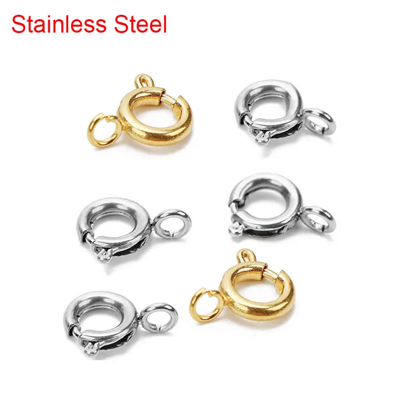 

10pcs Stainless Steel Lobster Clasps Hooks For Necklace Bracelet Dia 6mm Golden Color Connectors Fit Diy Jewelry Making Supplies