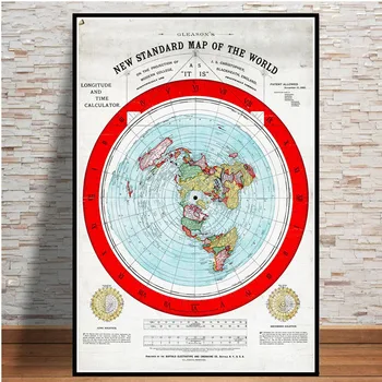 

Modular Canvas Pictures Flat Earth Map Poster Prints Painting Nordic Style Home Decoration Wall Art Framework For Living Room