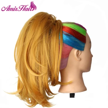 

Ponytail Hair Extension Clip In Hair Fake Hair Claw Ponytails Little Pony Tail Horse Hair Clips for women Golden blond