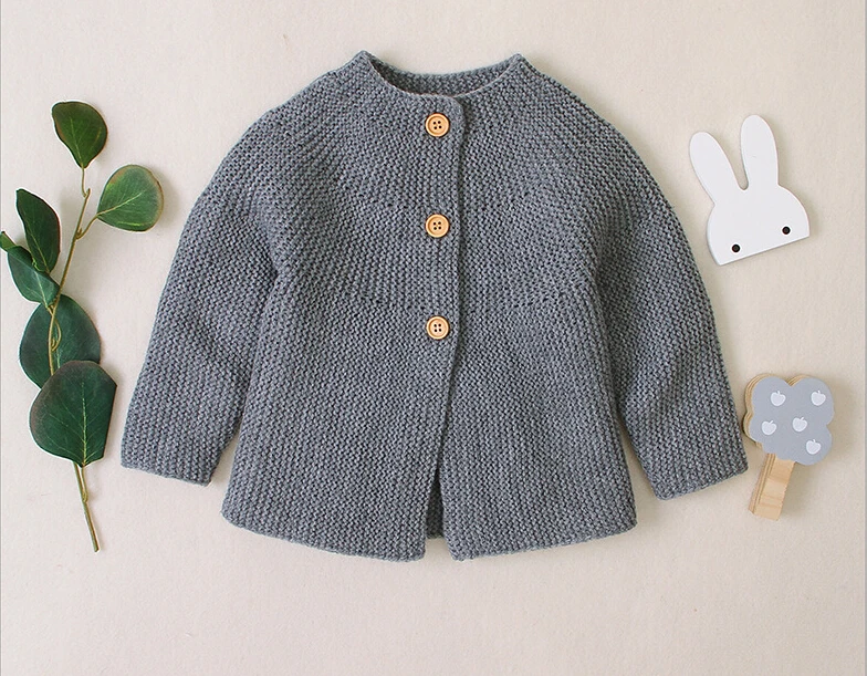 Осенне-зимний хлопковый свитер, верхняя детская одежда, вязаный кардиган для мальчиков и девочек, свитер, Детская весенняя одежда, новинка - Цвет: Серый