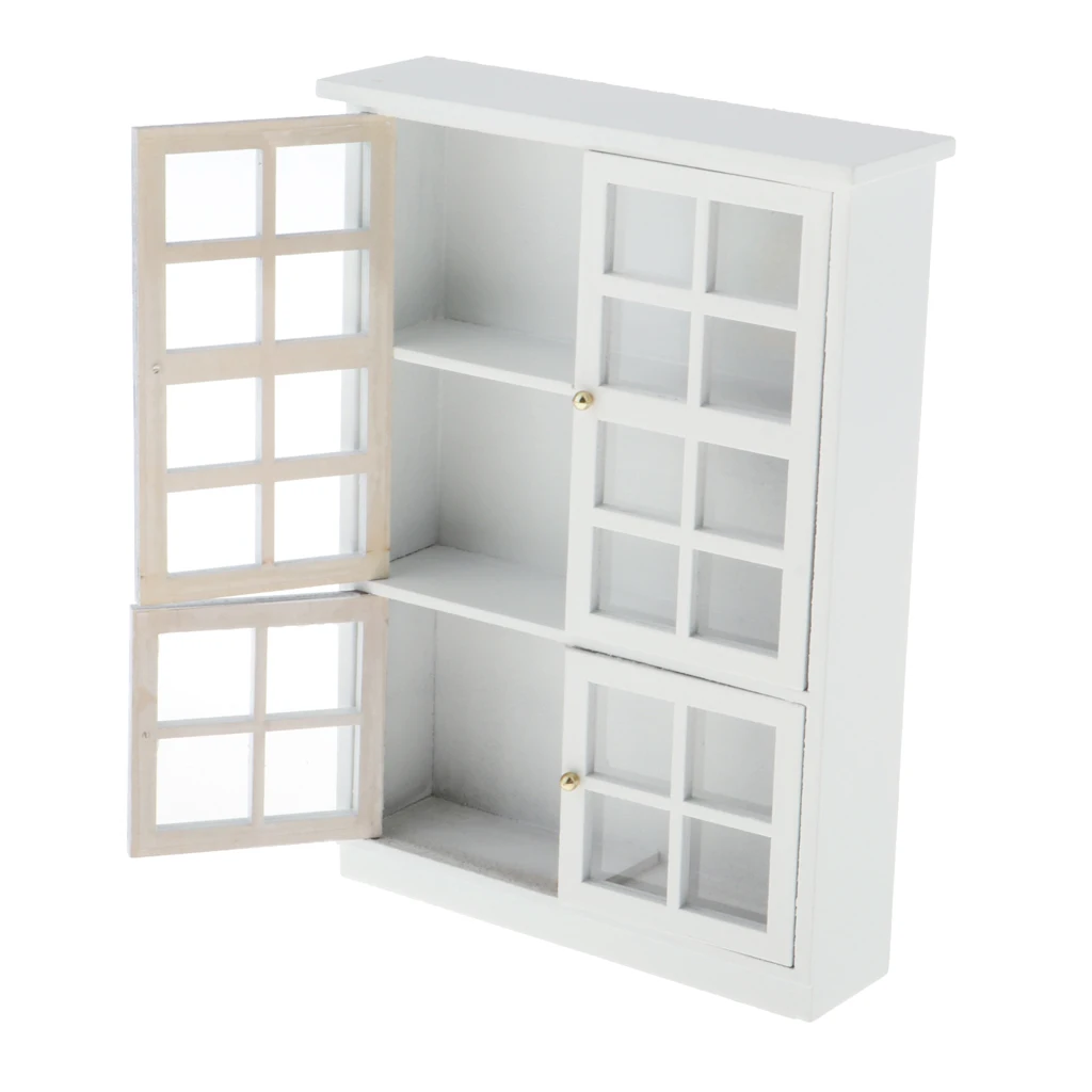 12th Dollhouse Miniatures Furniture Wooden White Bookcase Sideboard Ornaments