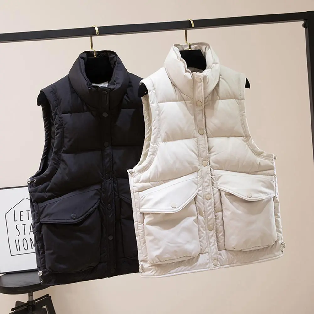 PinkyIsBlack Autumn Winter Women Vest Mandarin Collar Sleeveless Short Coat Women Jacket Waistcoat Female Chalecos Para Mujer