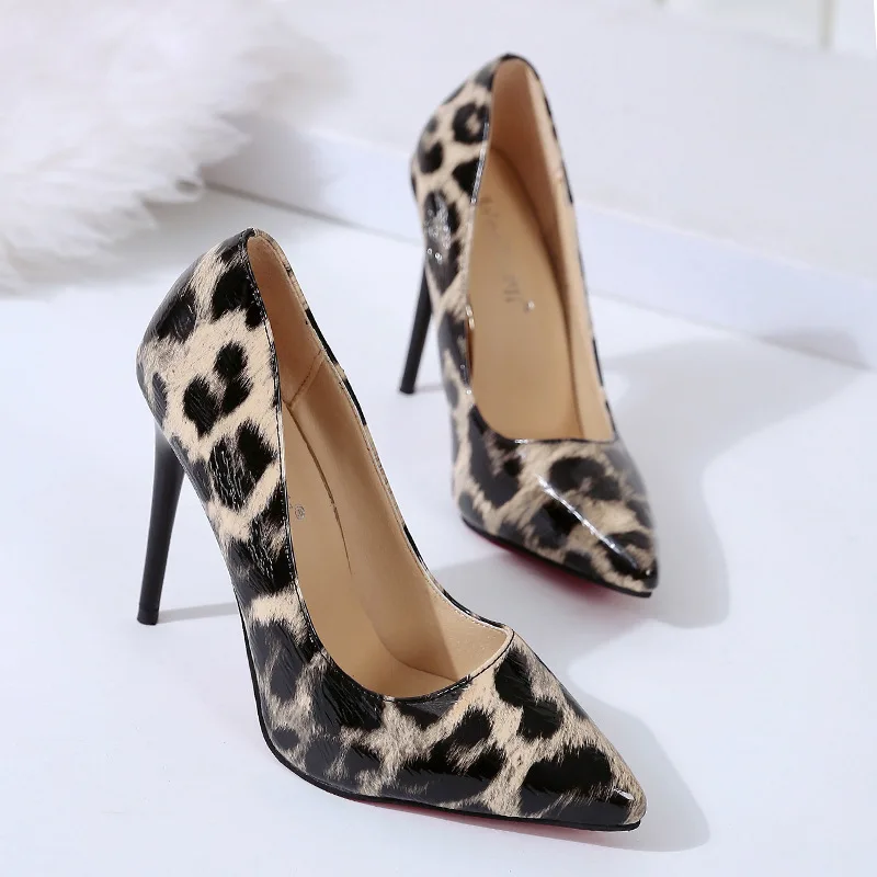 

free shipping 2020 spring and autumn new casual wild fashion leopard high heels net red women's shoes sexy thin heel lar basic