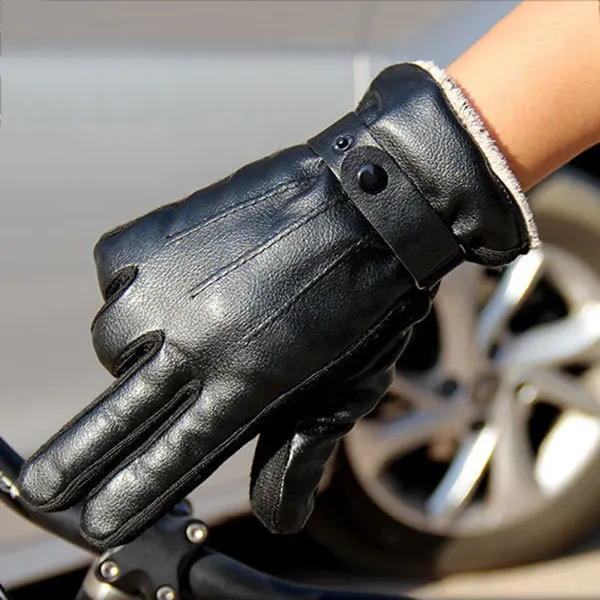 Новые мужские Роскошные из искусственной кожи зимние супер вождения теплые перчатки из кашемира кашемир Прекрасный подарок TH36