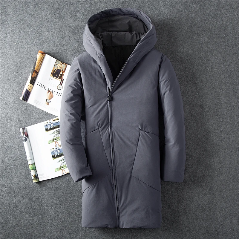 

New Winter Men's White Duck Down Coats Men Long Hooded Down Jacket Quality Thick Down Parka Male Puffer Overcoat Outerwear
