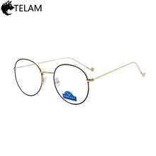 Новые компьютерные очки, Ретро металлическая оправа, круглые очки с прозрачными линзами, мужские и женские прозрачные оптические оправы для очков