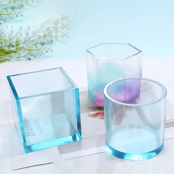 

Silicone Mold Epoxy Resin DIY Pen Container Organizer Square Round Storage Holder Silica Molds Crafts Jewelry Making Charms