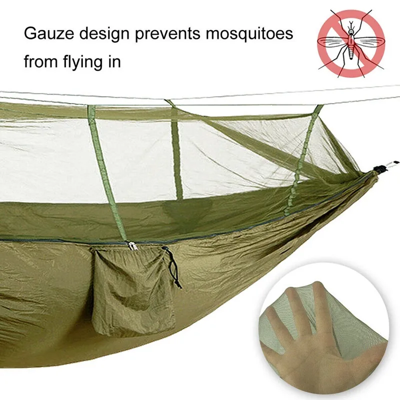 Camping Hammock with Mosquito/Bug Net, Portable Parachute Nylon Hammock, Hammock Swing for Camping, Backpacking, Travel, Hiking