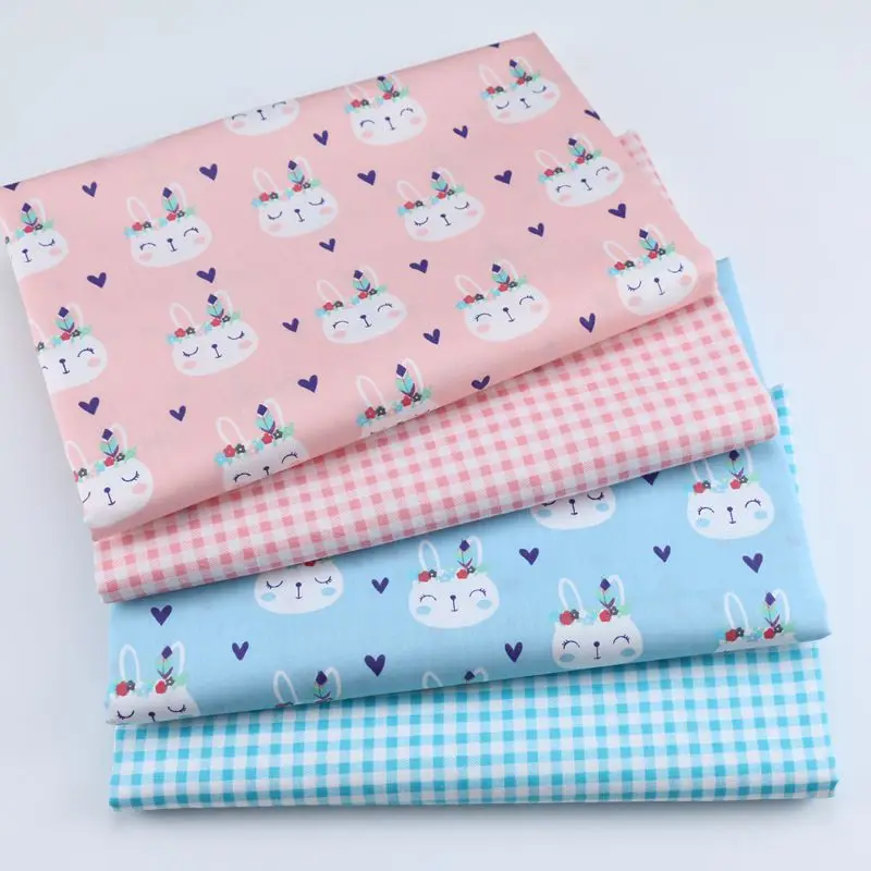 

Cartoon Rabbit Children's Bedding Cotton Fabric by meter Baby Infant Sheets Cotton Material