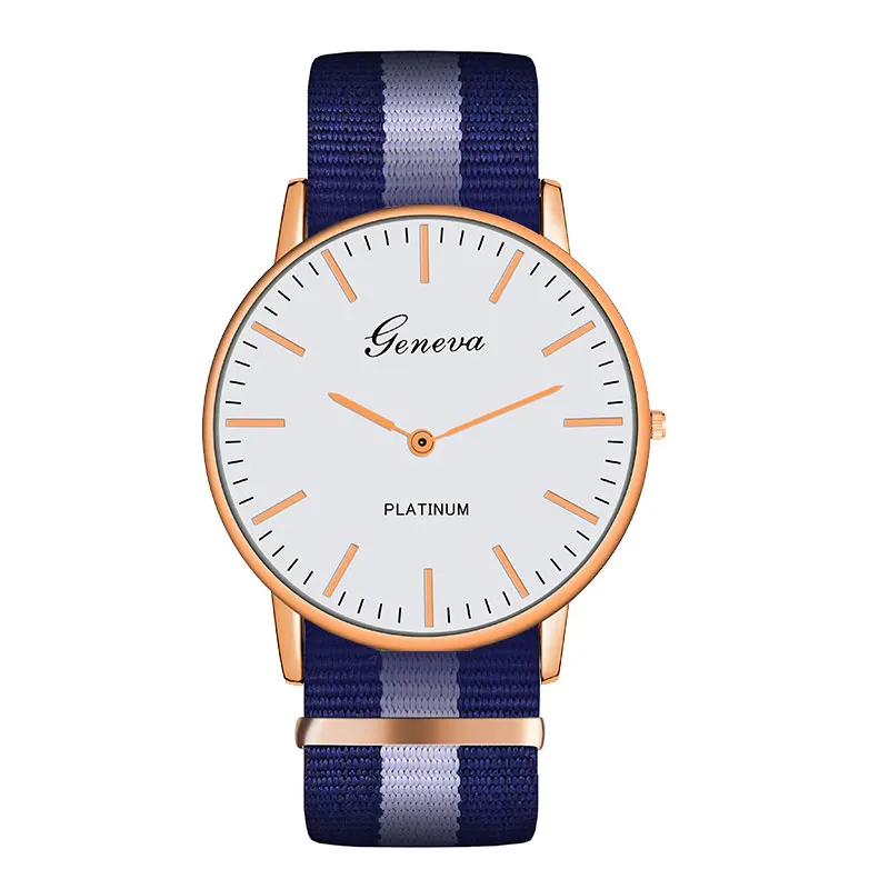 Top Luxury Brand Stripe Nylon Band Watch Men Quartz Wristwatch Casual Lady Woman Watch Montre Femme Reloj Mujer Horloges - Цвет: Color 7