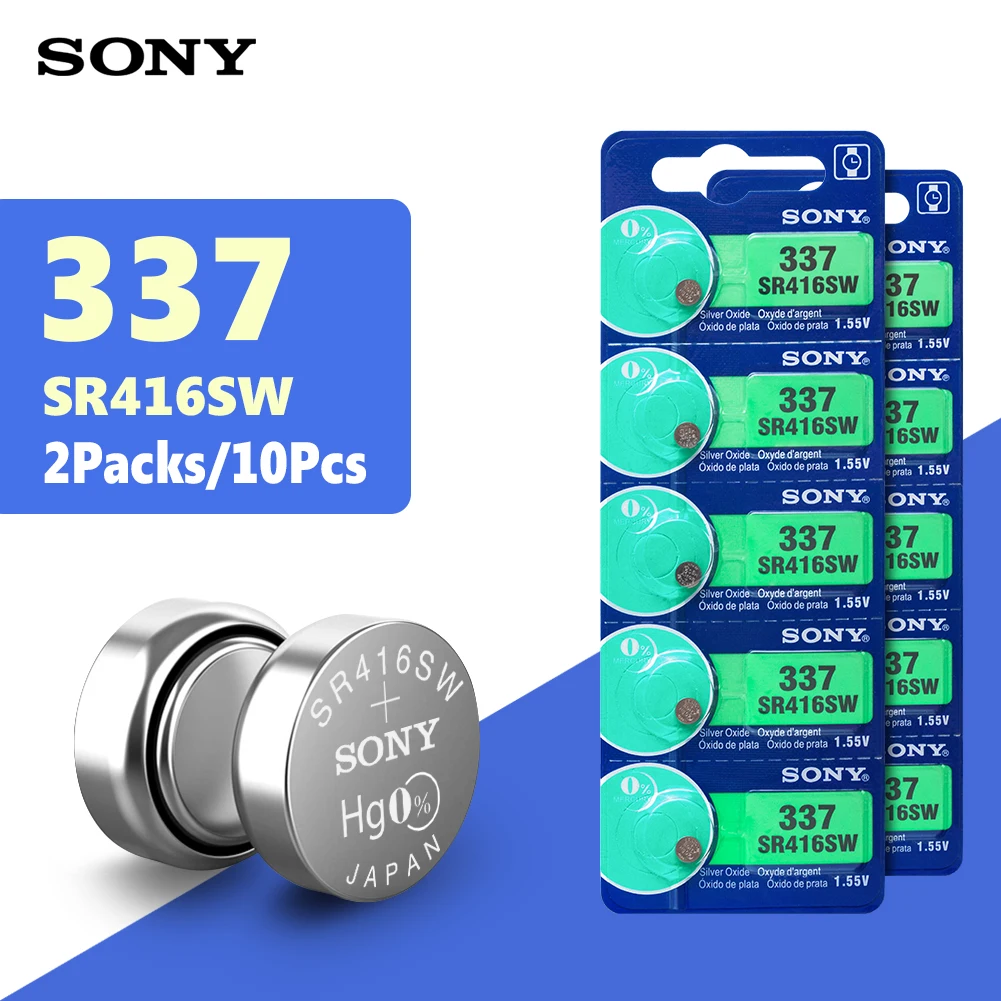 10 шт./лот, Оригинальная батарея для часов sony 1,55 V 337 SR416SW, оксид серебра LR416 337 SR416SW, Кнопочная монетница, сделано в Японии, 0% Hg