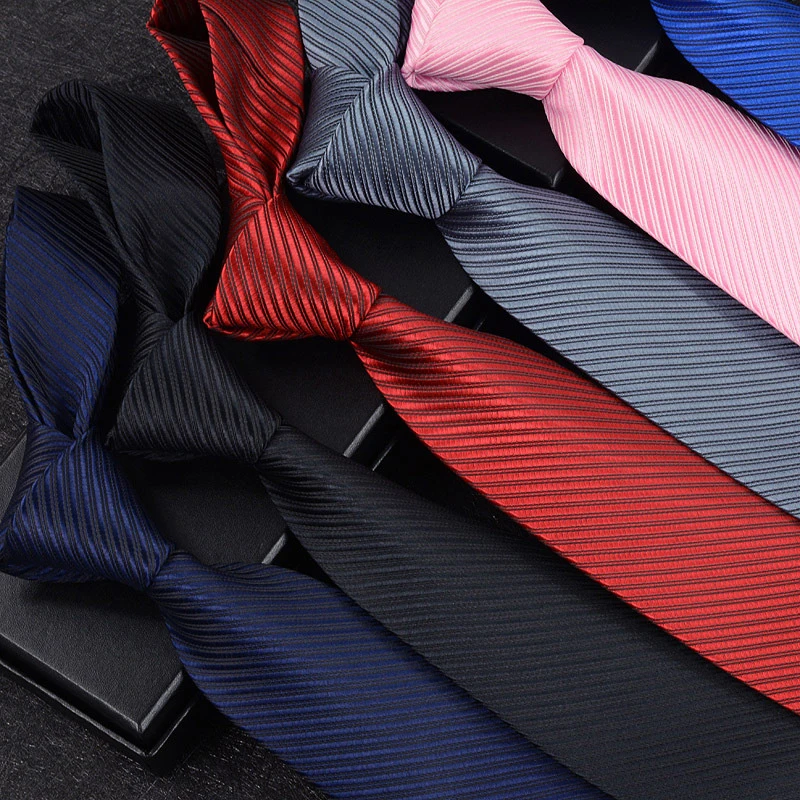 Corbata de 8cm para hombre, corbatas sólidas a rayas, traje de boda, fiesta de negocios, corbata clásica para hombre, accesorios de trajes de camisa negra delgada|Corbatas y pañuelos de hombres| -