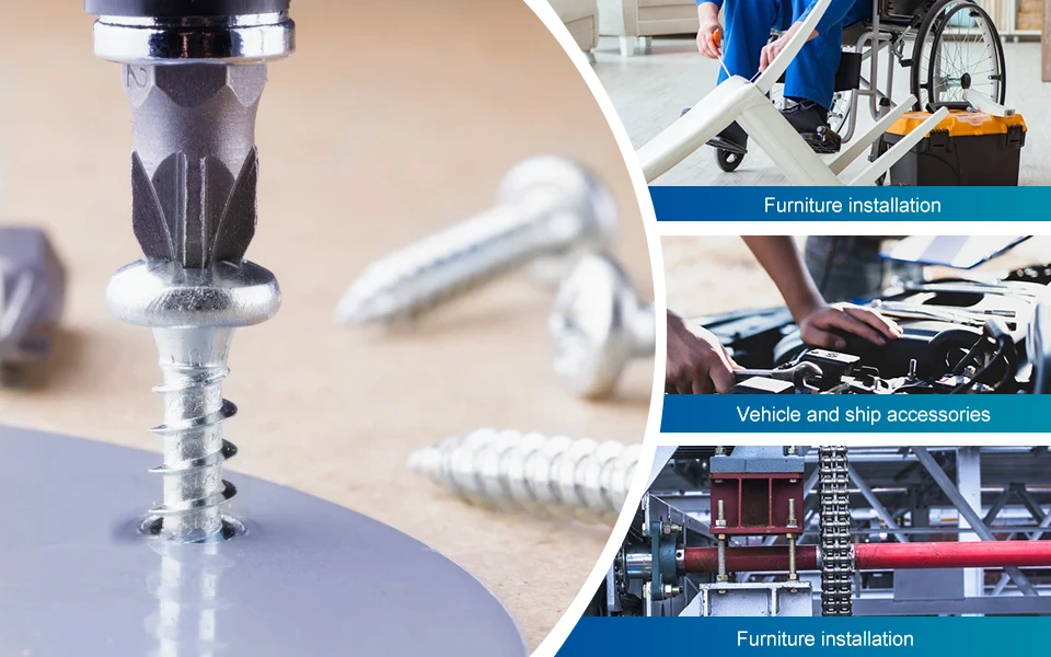 Aço Inoxidável, Pan Head, Phillips Tapping Screw, Folha de Madeira, M3, M4, M5