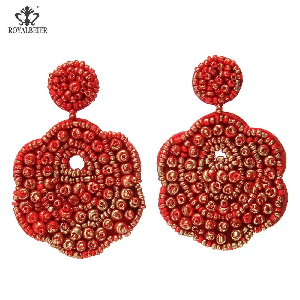 Beaded 0692c Рождественские серьги в богемном стиле, модные необычные серьги с бахромой, красные длинные серьги с кисточками, женские массивные ювелирные изделия, подарок - Окраска металла: Beaded 0692c
