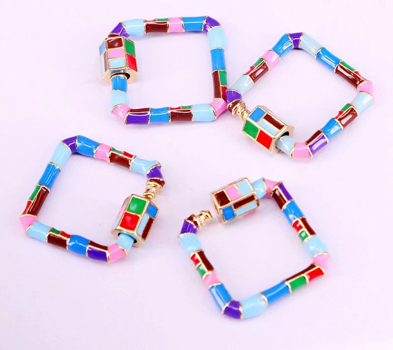 

3PCS, Colorful Enamel Lock Carabiner Pave Lock Clasp Jewelry Findings