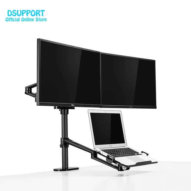 Mount-It! Soporte triple para monitor con base independiente | Soporte de  escritorio para pantalla de computadora para monitores de hasta 27  pulgadas