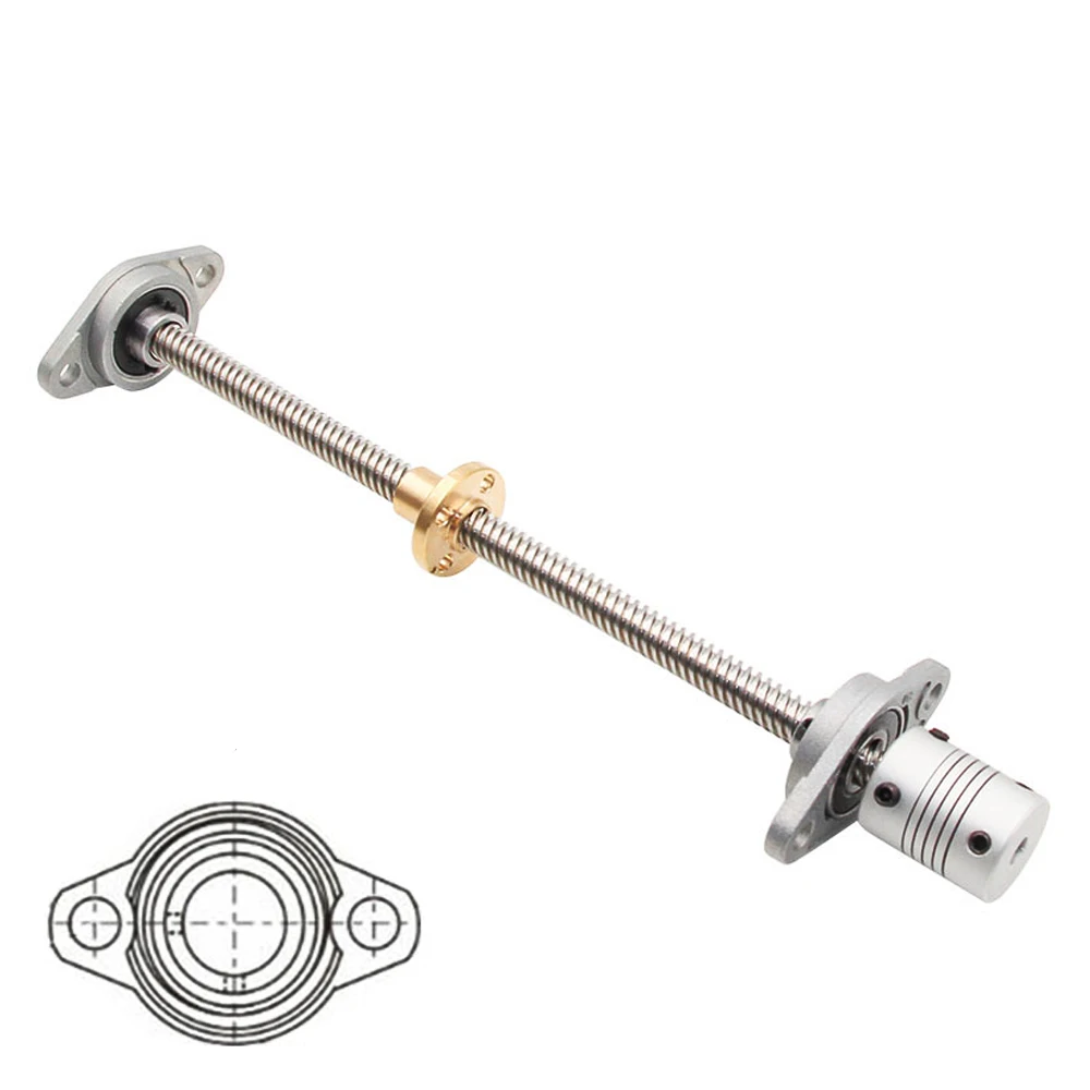 Motou Lead Screw Set Bearing 300mm 8mm T8 Copper Nut Hexa Wrench Coupler 