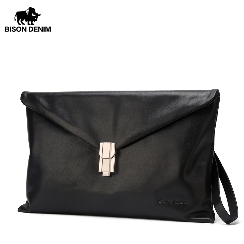 BISON DENIM Роскошный кошелек из натуральной кожи iPad клатч-чехол для телефона на