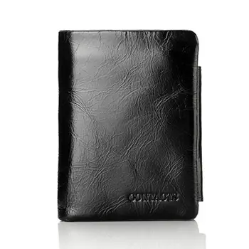 

THINKTHENDO High Quality Waxy Leather Mens Bifold Trifold Coin Holder Short Wallet Purse