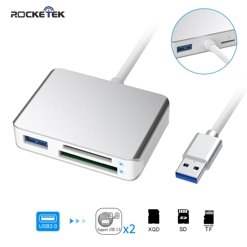 Rocketek USB 3,0 XQD SD/TF Micro SD устройство для чтения карт памяти Высокоскоростная передача sony серии M/G для Windows/Mac OS компьютера