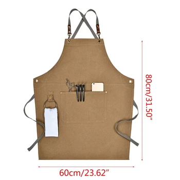 

Canvas Work Apron, Multifunction Tool Aprons with Pockets Back Cross Workshop Ap GXMA