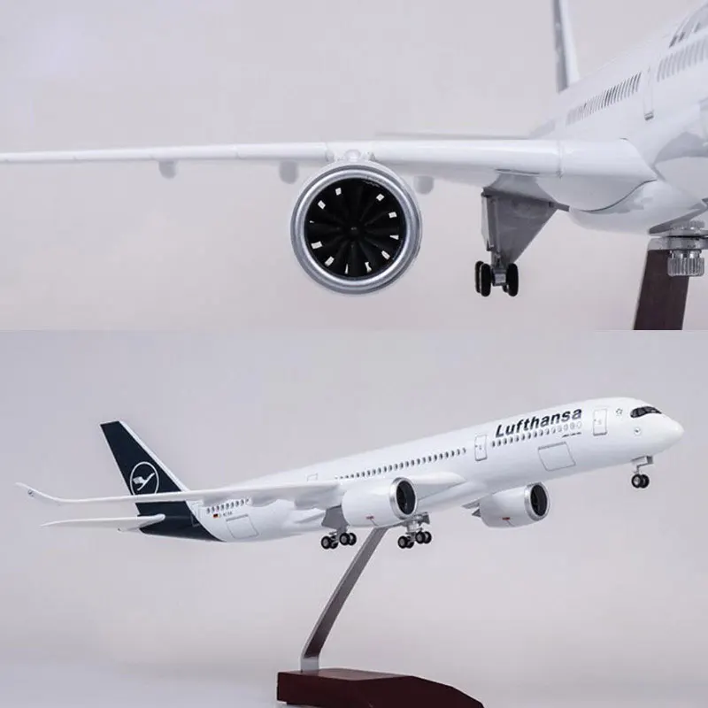 50,5 см 1/142 масштаб самолет Airbus A350 Lufthansa авиакомпания Модель W светодиодный светильник и колесо литой пластик Смола самолет для сбора