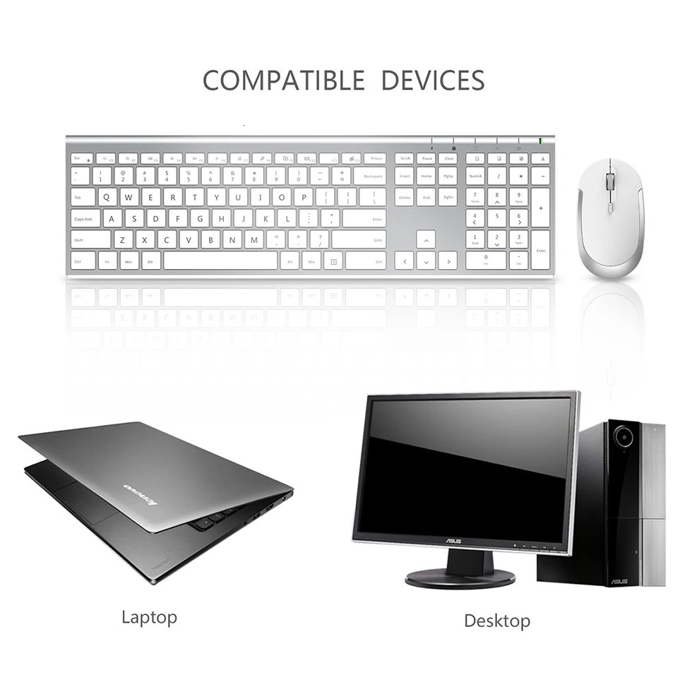 Jelly Comb 2,4G Ультра тонкий полный размер перезаряжаемая беспроводная клавиатура и мышь комбо для Windows ноутбук Русский/Английский