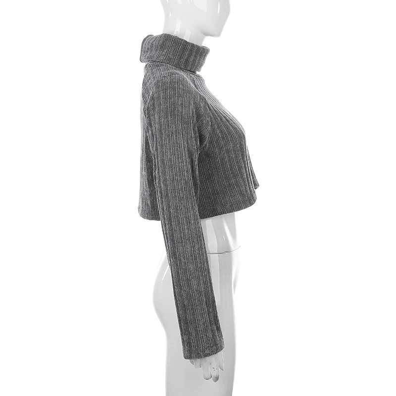 Weekeep, укороченная водолазка, длинный рукав, свитер для женщин, Осень-зима, уличный пуловер, свитер