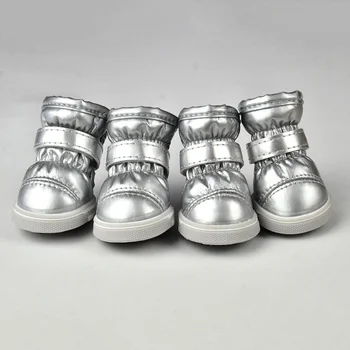 

Pet Dog Keep Warm Shoes Pleated Mirror Leather Hook Loop Dog Shoes Comfortable Easy to Wear Take off Pet Products