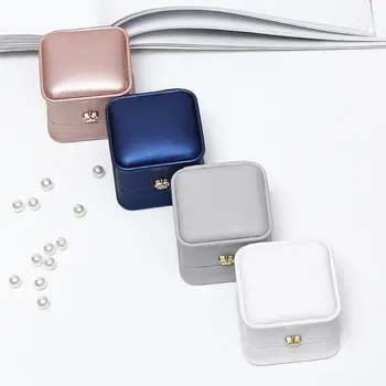 

Multifunction Leather Jewelry Storage Box with Crown Buckle Display Bearer Ring Case Earring Holder Organizer