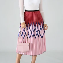 Летняя новая женская разноцветная юбка с принтом, большая свободная плиссированная юбка, городская Повседневная плиссированная многослойная юбка