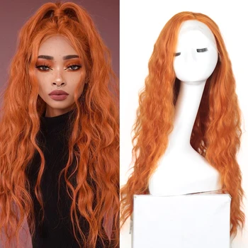 

Charisma Orange Loose Wave Lace Front Wigs for Women with Side Part Synthetic Heat Resistant Natural Hairline Synthetic Lace Wig