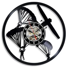 Парашют Виниловая пластинка настенные часы современный дизайн прыжки спорт 3D украшения часы из винила настенные часы домашний Декор подарок для парашютиста