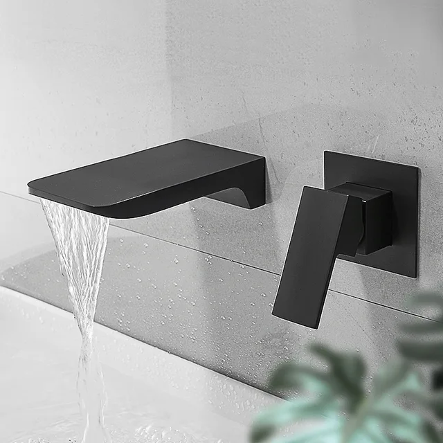$US $102.95  Modern Single Handle Bathroom Basin Taps Laundry Vanity Sink Faucet Black Finish Lavatory Tap