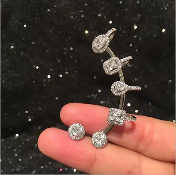 

Water drop ear bone clip earrings all-in-one super fairy S925 silver asymmetrical pierced earless elf earrings