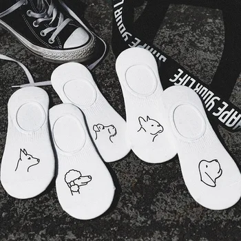 

2 pieces = 1 pairs Spring summer women socks Cotton Cute Dog fashion wild shallow mouth invisible socks felmen slipper socks
