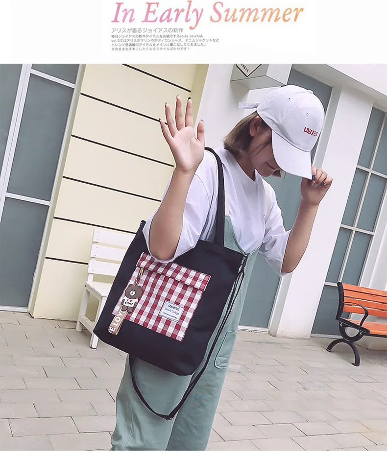 Multi-Purpose INS-Style Shoulder Canvas Bag Shoulder Women's Shoulder Korean-style Toth WOMEN'S Bag Students bu xi dai
