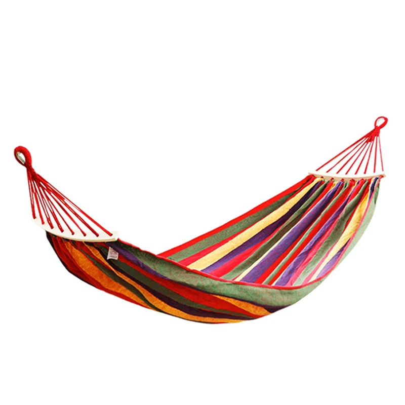 DAODAO Outdoor Leisure Canvas Hammock With Curved Stick Anti-Rollover Hamak Widen & Thicken Camping Hamaca Send Rope Hamac Amaca