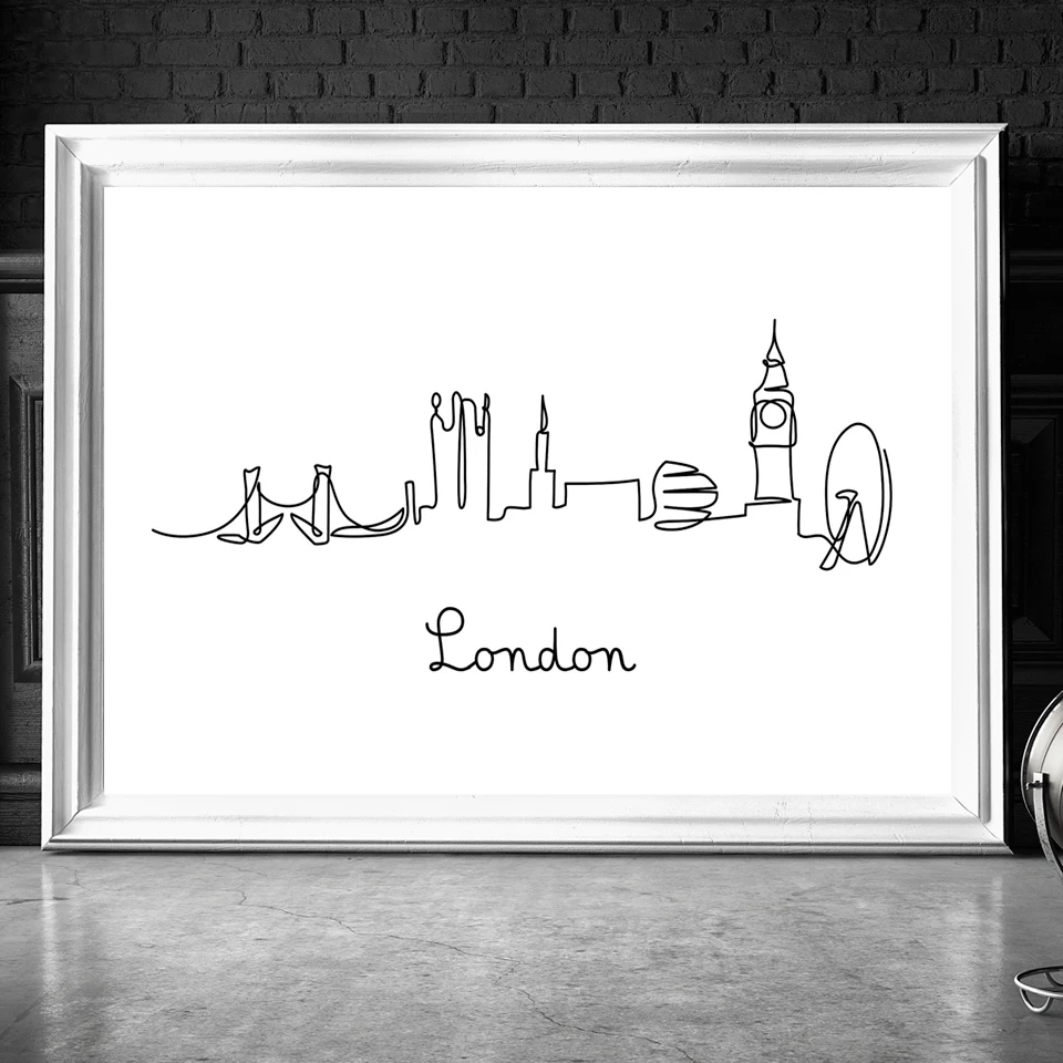 City-London-New-York-Line-Drawing-Poster-Nordic-Black-White-Print-Canvas-Painting-Wall-Minimalist-Art