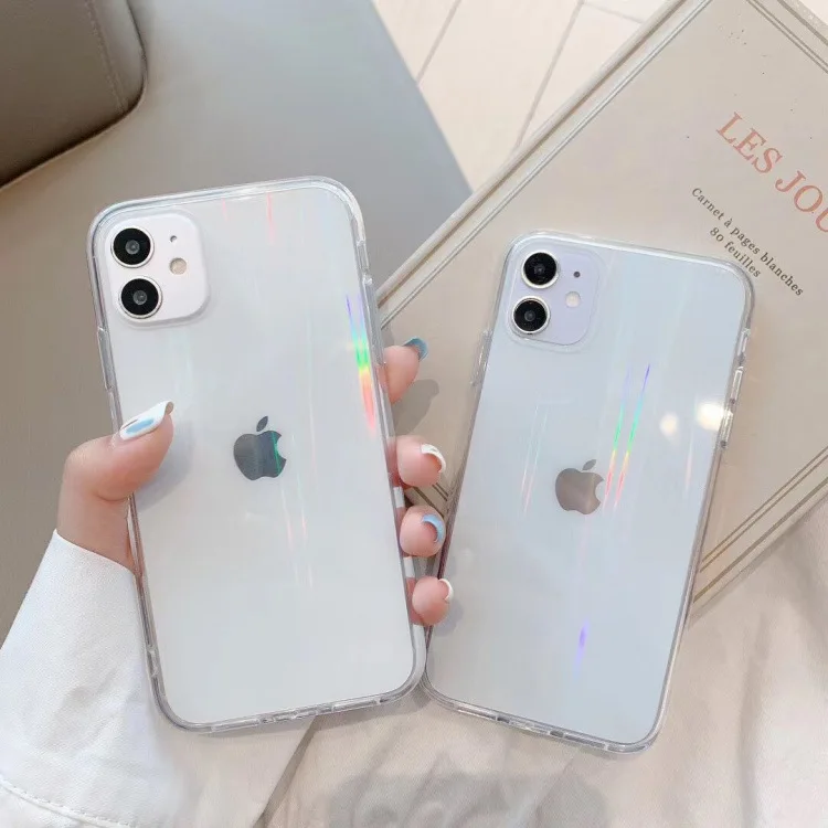 magsafe charger amazon Gradient Rainbow Laser Case For iPhone 13 12 Mini SE 2020 11 Pro X XS Max XR 6 6S 7 8 Plus Transparent Clear Cover apple mag safe