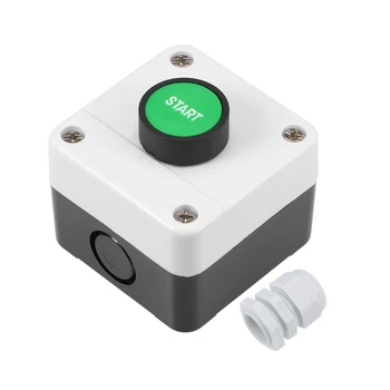 

uxcell 1 Pcs Push Button Switch Station Box 25mm Momentary NO Green Start, 600V 10A 68 x 68 x 61mm for Contactor, Relay