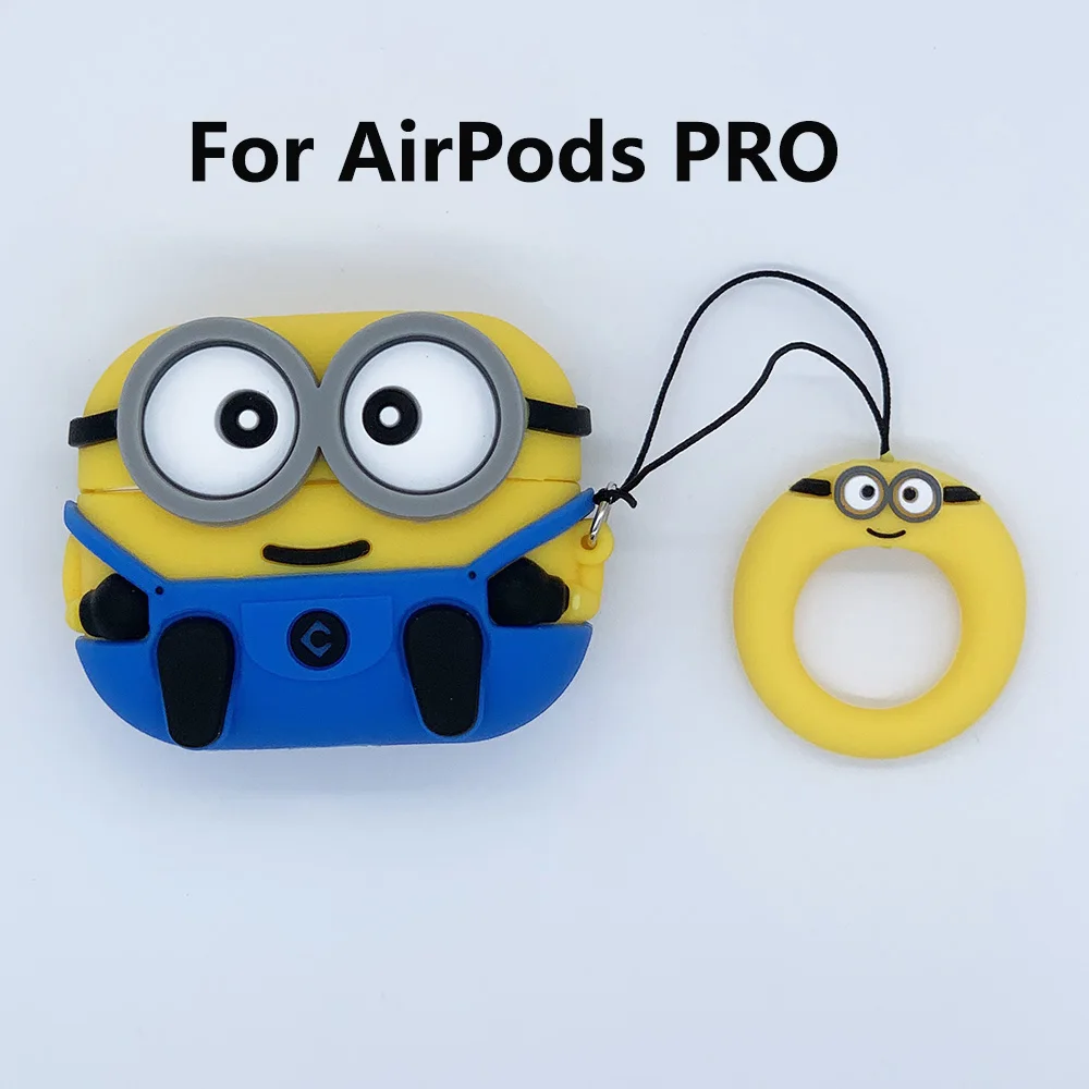 Высококачественный силиконовый чехол с миньонами airpods/Чехол airpods pro с брелком для apple airpods pro защитный чехол - Цвет: Bob  AirPods PRO