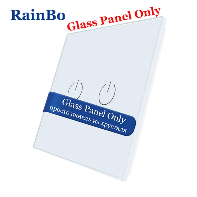 Rainbo Роскошный Crystal White Стекло сенсорный выключатель Панель 80 мм* 80 мм ЕС Стандартный Стекло DIY 2 Gang интимные аксессуары A192W/B1