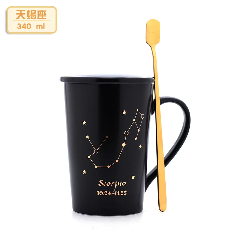 "Черное Созвездие" Милое красивое керамическое кружка с Ложка Крышка Чай Молоко Кофе Mugcups домашняя офисная кружка посуда