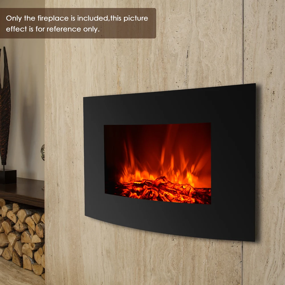 

IKAYAA Electric Wall Mount Fireplace 3D Flame Heater Remote Control Fireplace for Home Temperature Adjustable Electric Fireplace