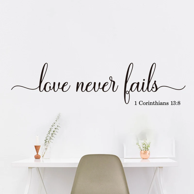 Love Never Fails 1 Corinthians 13 Wall Sticker Bedroom Wedding Family Love Bible Verse Quote Wall Decal Living Room Vinyl Decor (3)
