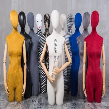 

4colour wood mannequin body stand Female dress plastic cloth foam Mannequin,flexible adjustable Iron tripod base doll 1PC D314